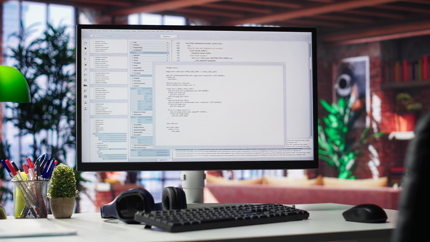 Arbeitsplatz mit Monitor und Tastatur – Webdesign bei der Medien Werkstatt